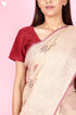 Kota Doria Saree In Block Print with Chikankari Embroidery